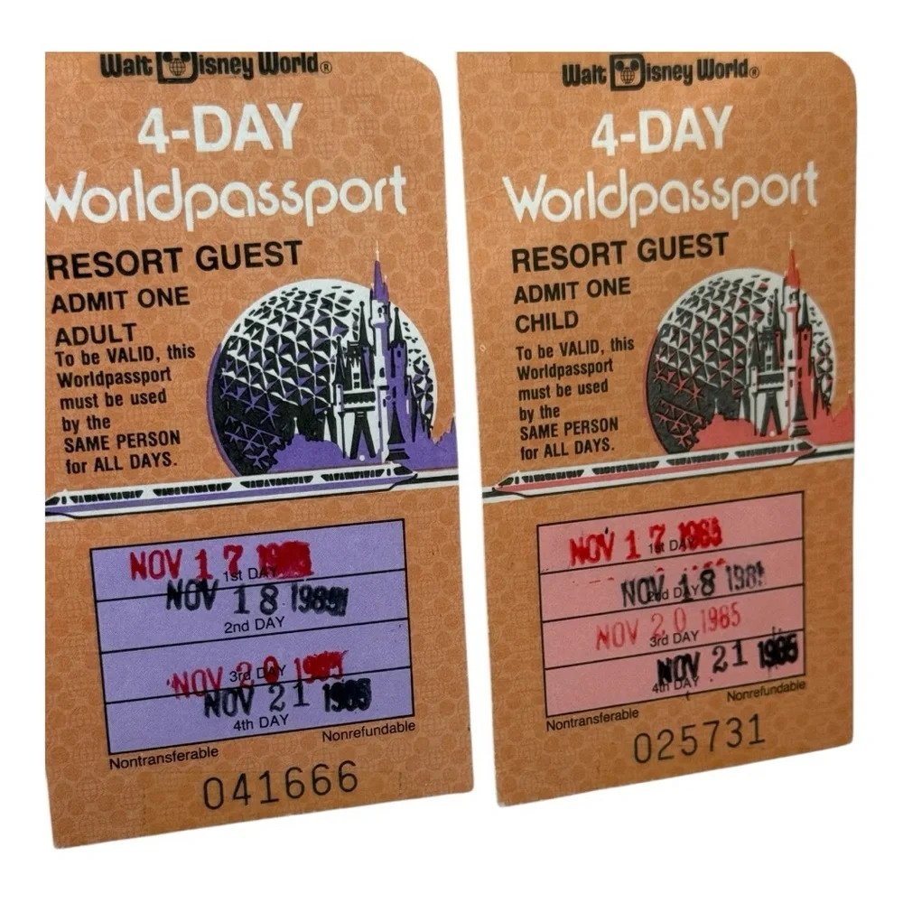 Vintage 1980s Walt Disney World Photo Album + Original Park Tickets